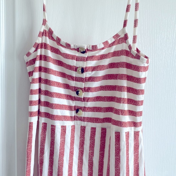 Spaghetti strap red stripe dress knee length. - Picture 2 of 3